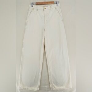 Tory Burch Wide Leg Cream Cotton Pants